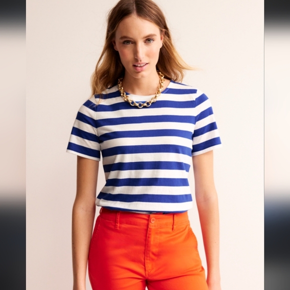 Boden Blue and White Fitted Short Sleeve Tee - Picture 2 of 8